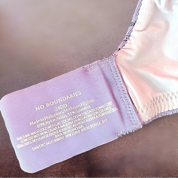 Nobo Bra 34DD: Purple Lace Padded Underwire Adjustable Clasp Back - Picture 5 of 5